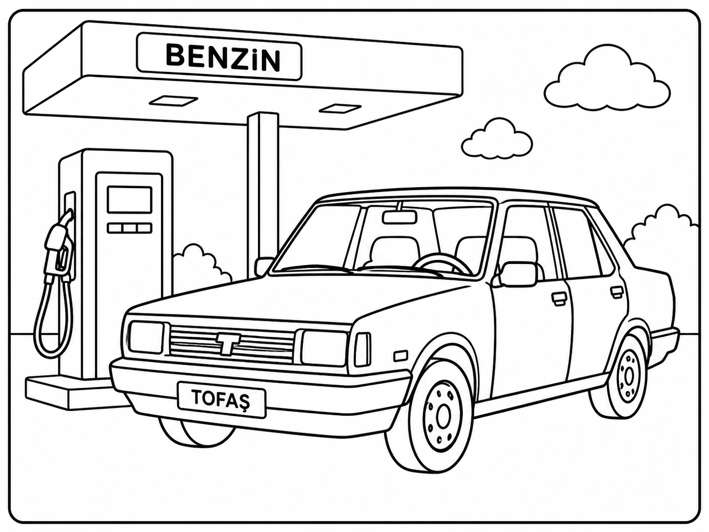 Benzin İstasyonundaki Tofaş Boyama Sayfası
