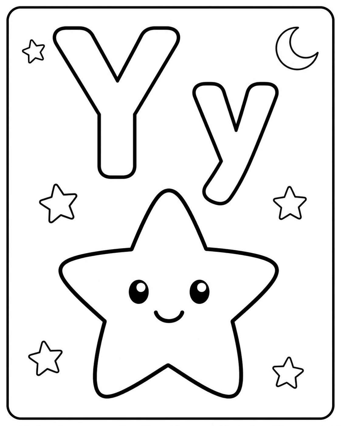 Y Harfi ve Yıldız Boyama Sayfası